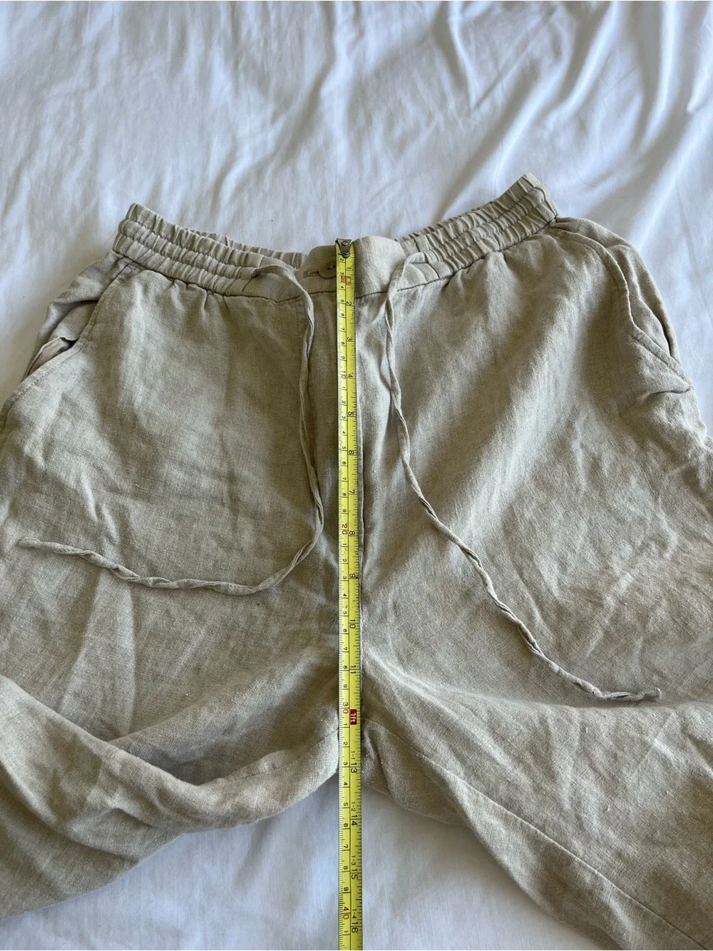 Cos Linen Drawstring Wide-Leg Pants — Beige/Tan size 8
